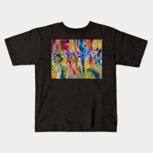 Primary Colors Abstract Pour Painting Kids T-Shirt